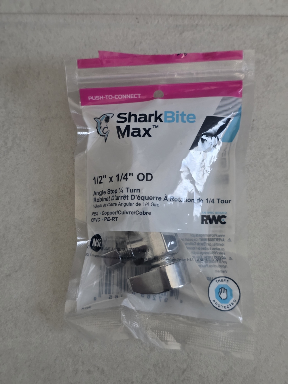 SharkBite Angle Stop 1/2" x 1/4" OD - Chrome